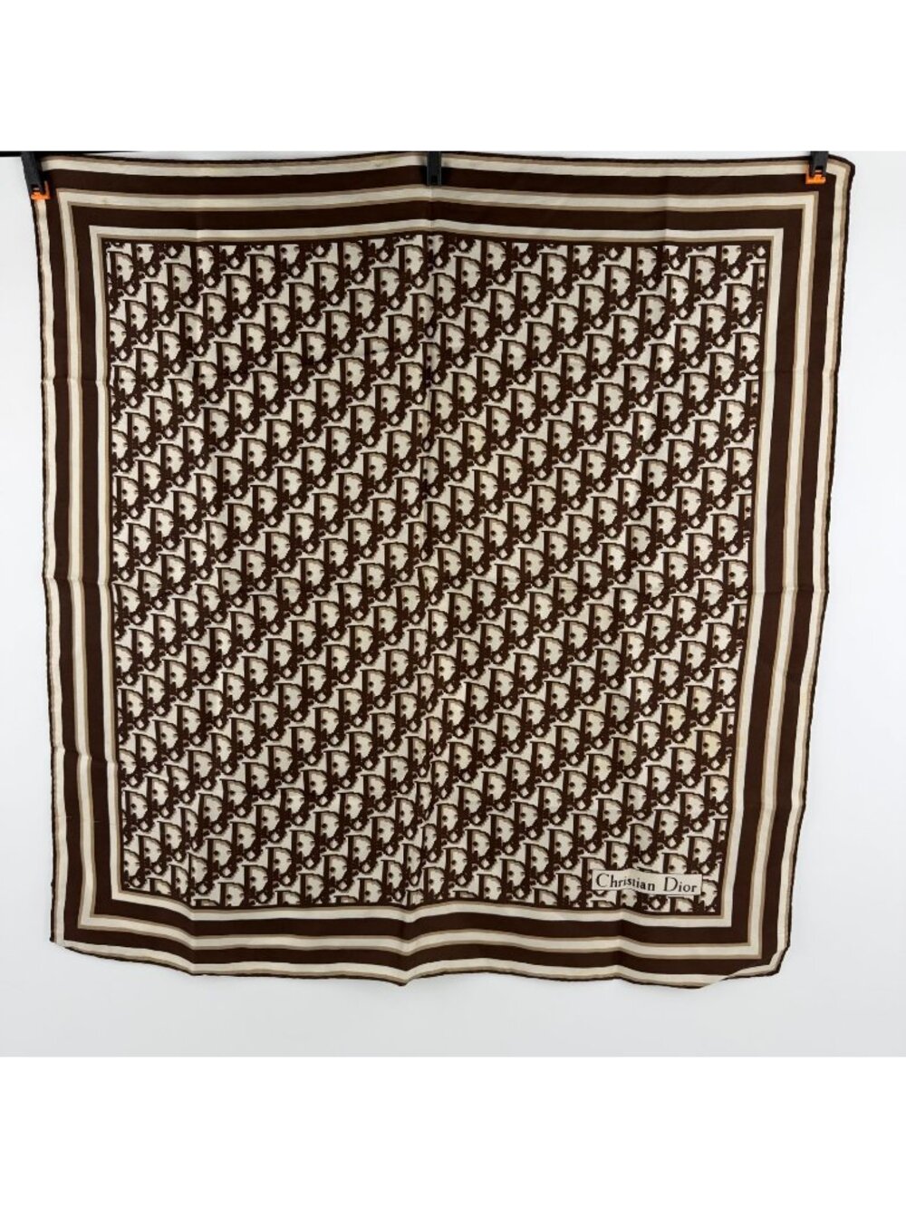 Dior Scarf Brown Silk Vintage - Picture 1 of 15